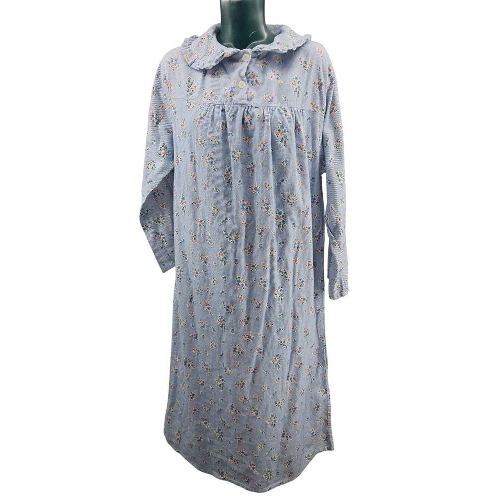 Vintage Center Aisle Country Cozy Floral Cotton Flannel Nightgown 2X 3855